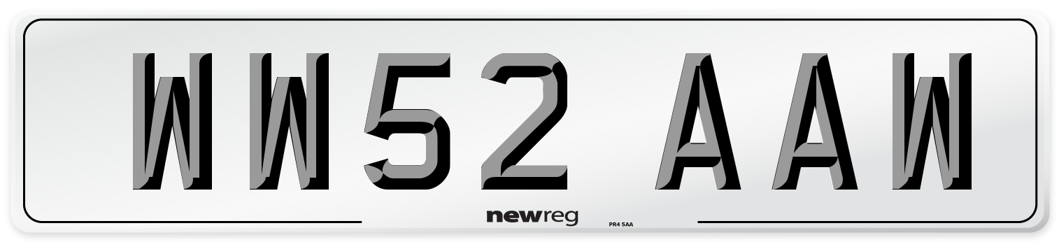 WW52 AAW Number Plate from New Reg